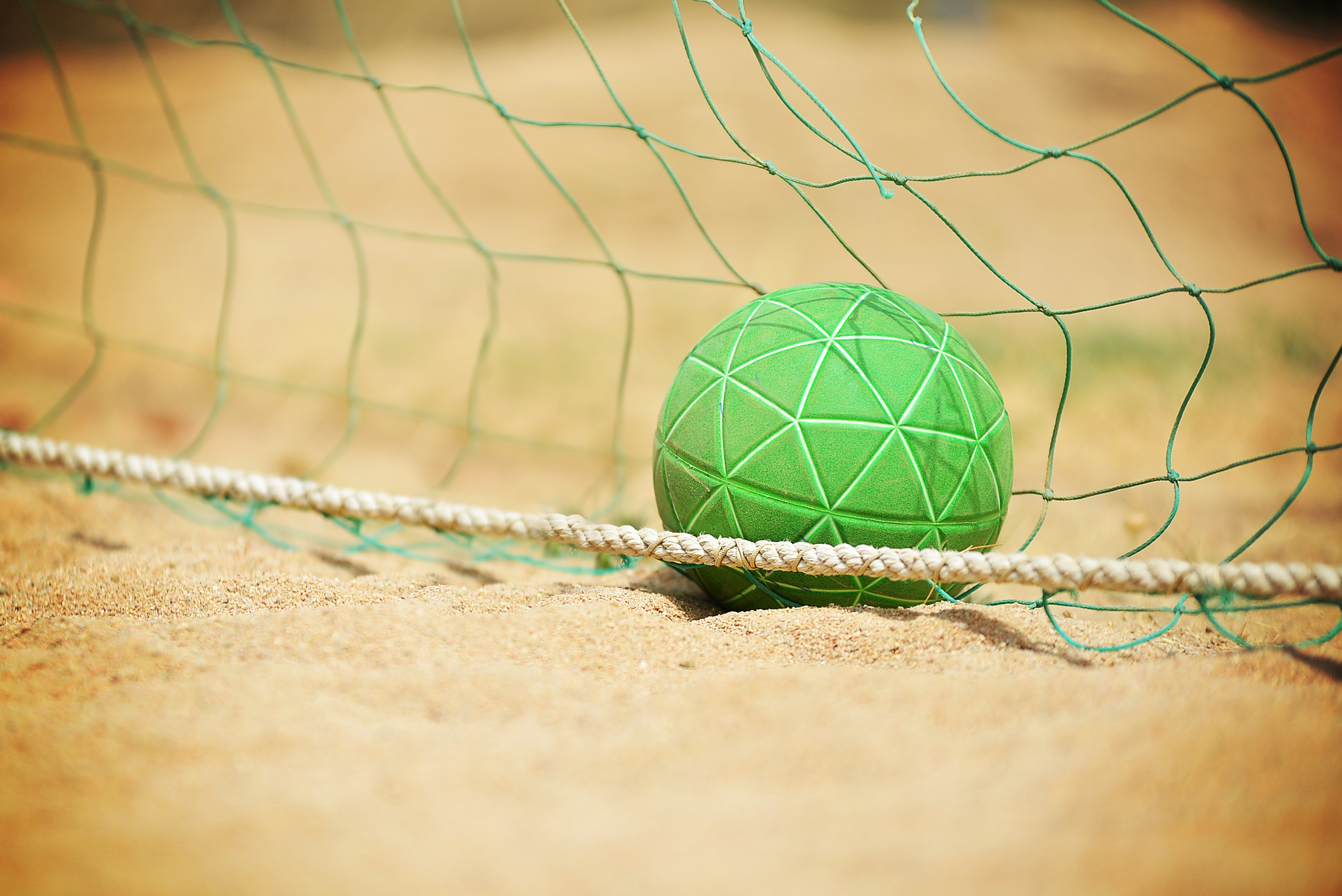 Beach handball ball and net